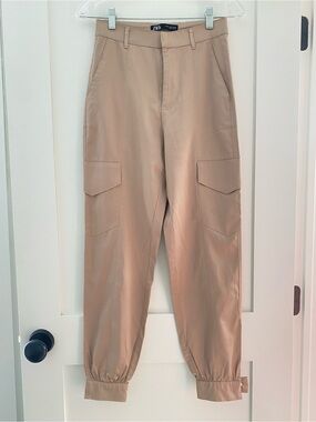 ZARA Light Beige High-Waist Trousers